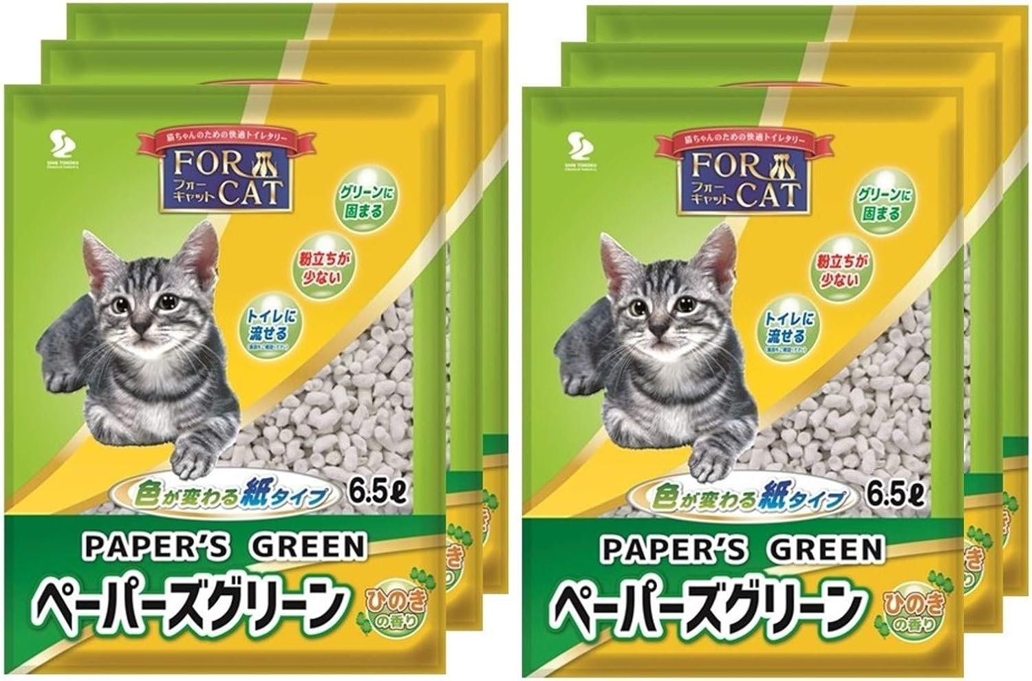 Shin-Tohoku Chemical Industries Cat Litter, Paper Green Cypress Scent, 1.2 Gal (6.5 L) X 6 Packs (Sold by Case) image number 4