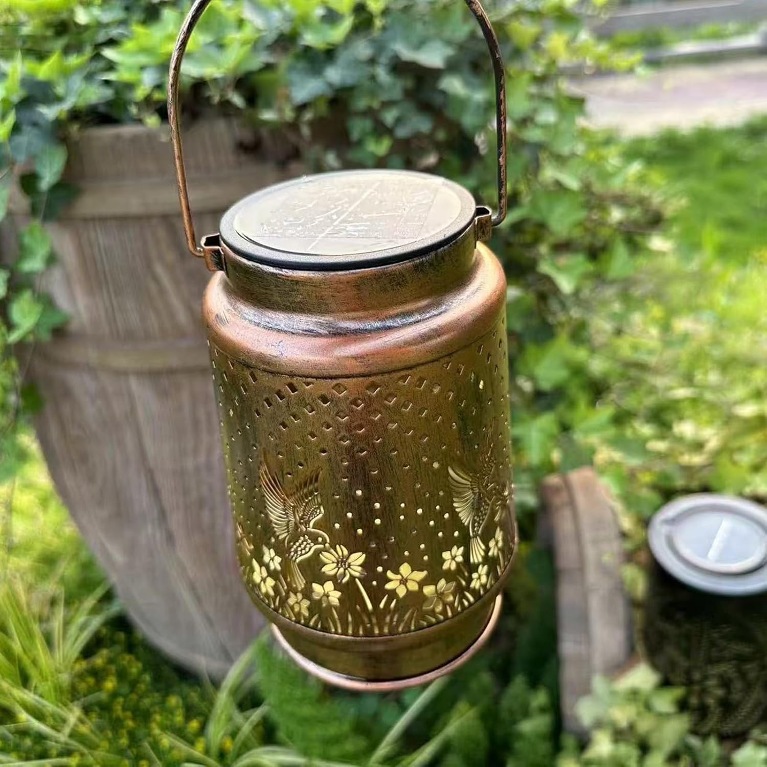 Hummingbird Lantern Solar Outdoors - Stylish Lantern,Hollow Out Design Lamp outside Decoration for Yard Lawn Pathway Festival Patio Garden Landscape image number 1