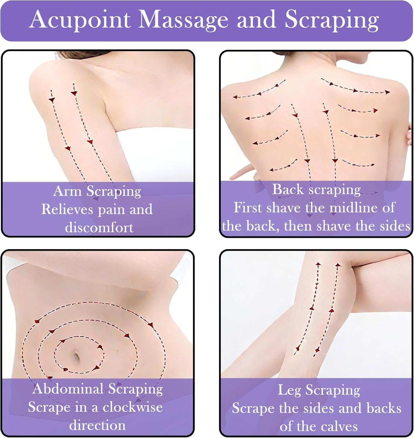 Reignsword 2Pcs Meridian Brush Massage Set, Beauty Salon Professional Acupressure Comb, Full Body Relaxation Therapy Tools, Portable Handheld Cepillo De Meridianos Para Masajes (Purple) image number 4