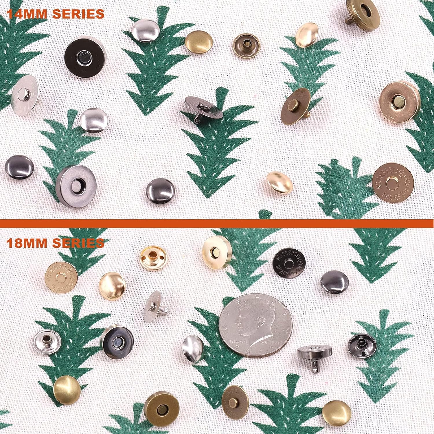 Tanstic 72 Sets 14Mm and 18Mm 4 Color round Magnetic Snap Sets, Strong Magnetic Button Clasps Double-Sided Magnetic Leather Snaps for Clothes, Jackets, Jeans Wears, Bracelets, DIY Craft Sets image number 5