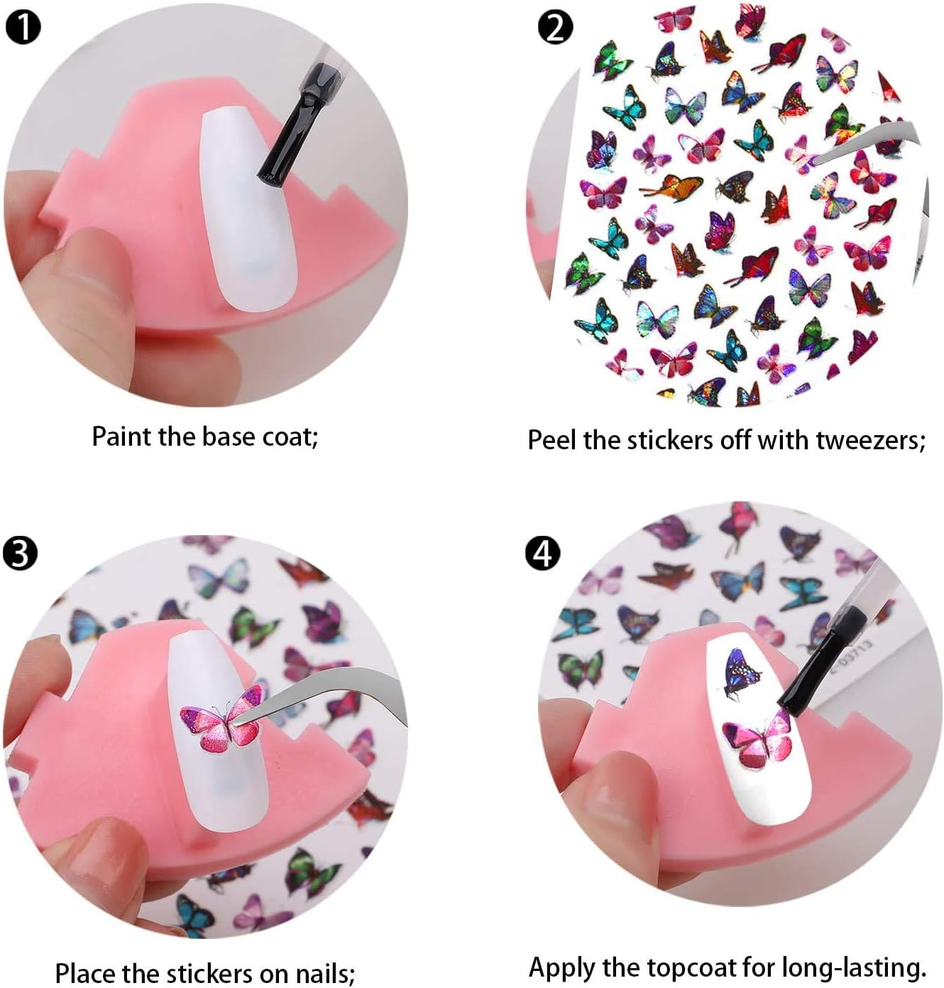 Bogoro Nail Tattoos,48Pcs Nail Art Stickers Butterfly,3D Laser Butterfly Nail Stickers,Nail Art Tattoo Decals,Adhesive Assorted Patterns Butterfly Nail Decals for Women Salon Home Nail Tips Decoration