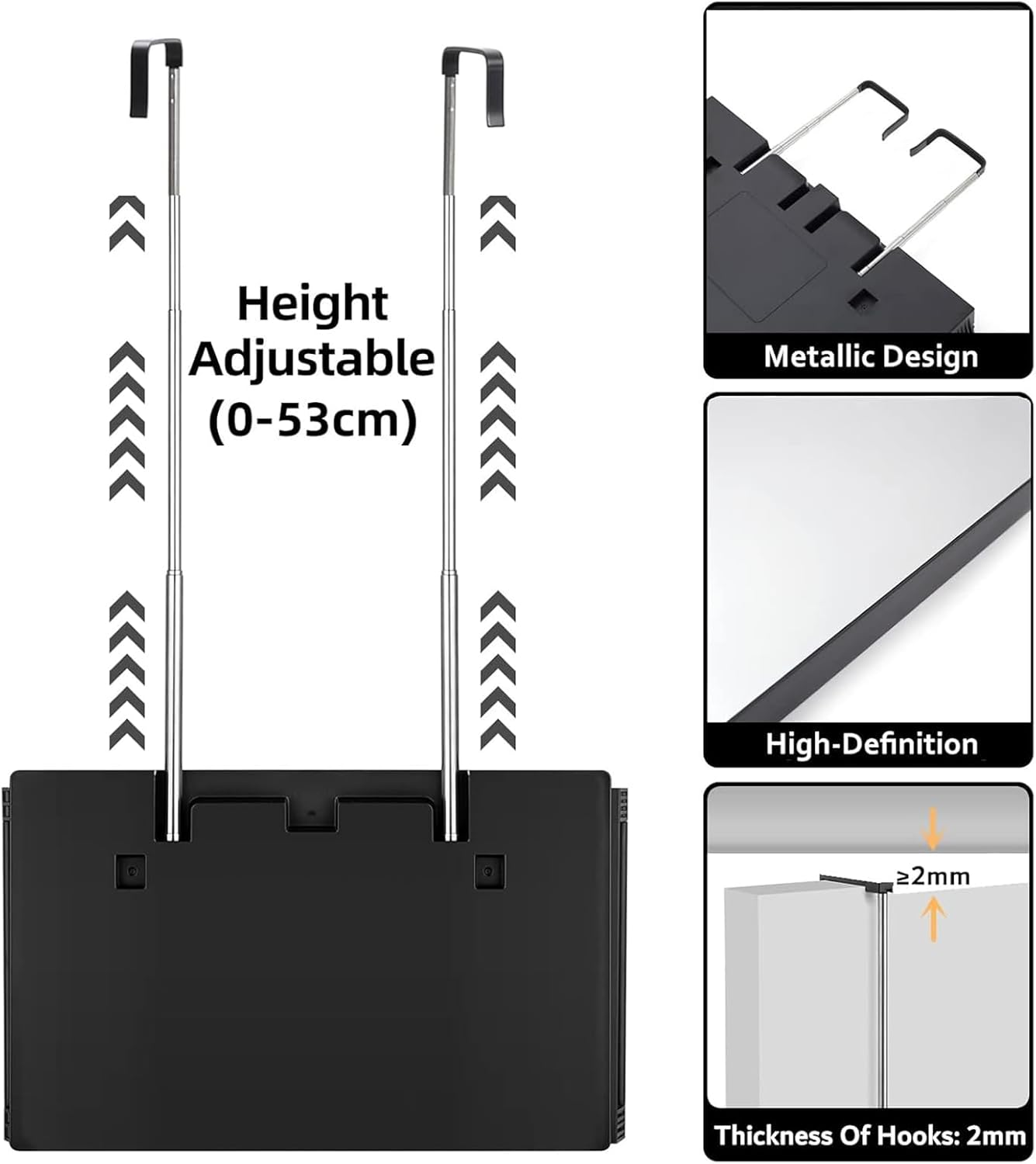 Cozioz 3-Way Trifold Mirror for Hair Cutting, Adjustable & Foldable Portable Mirror with Retractable Height Hook, Ideal for DIY Haircuts, Hair Coloring, Braiding, Shaving & Makeup