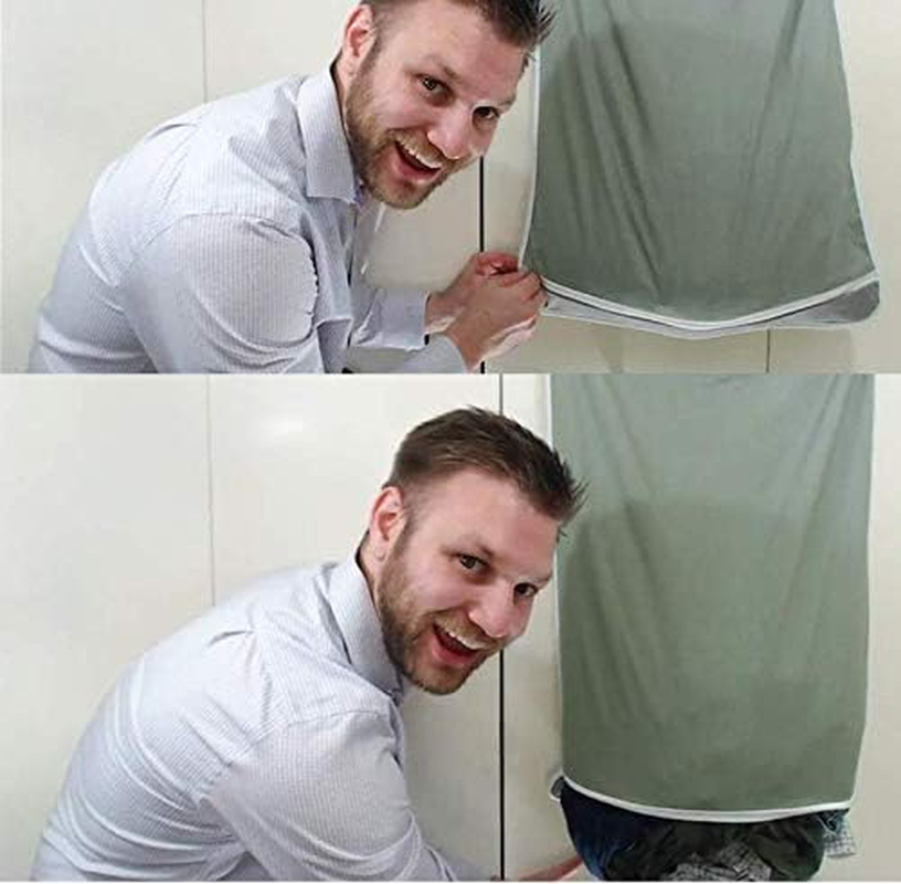 Space Saving Laundry Organizer -AUMA over the Door Hanging Laundry Hamper with 2 Stainless Steel Hooks, Oxford Fabric Large Size,Tested to Be Strong and Durable, Grey image number 5