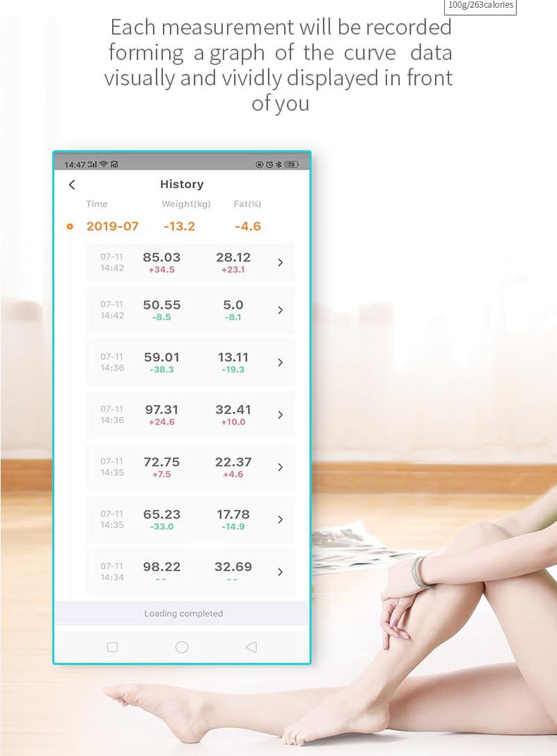 Body Weight Scale,Bluetooth Digital Scale, Bathroom Smart Digital Weight Scale Composition Monitor for Body Weight, Fat, BMI, Water, BMR, Muscle Mass (White) image number 3