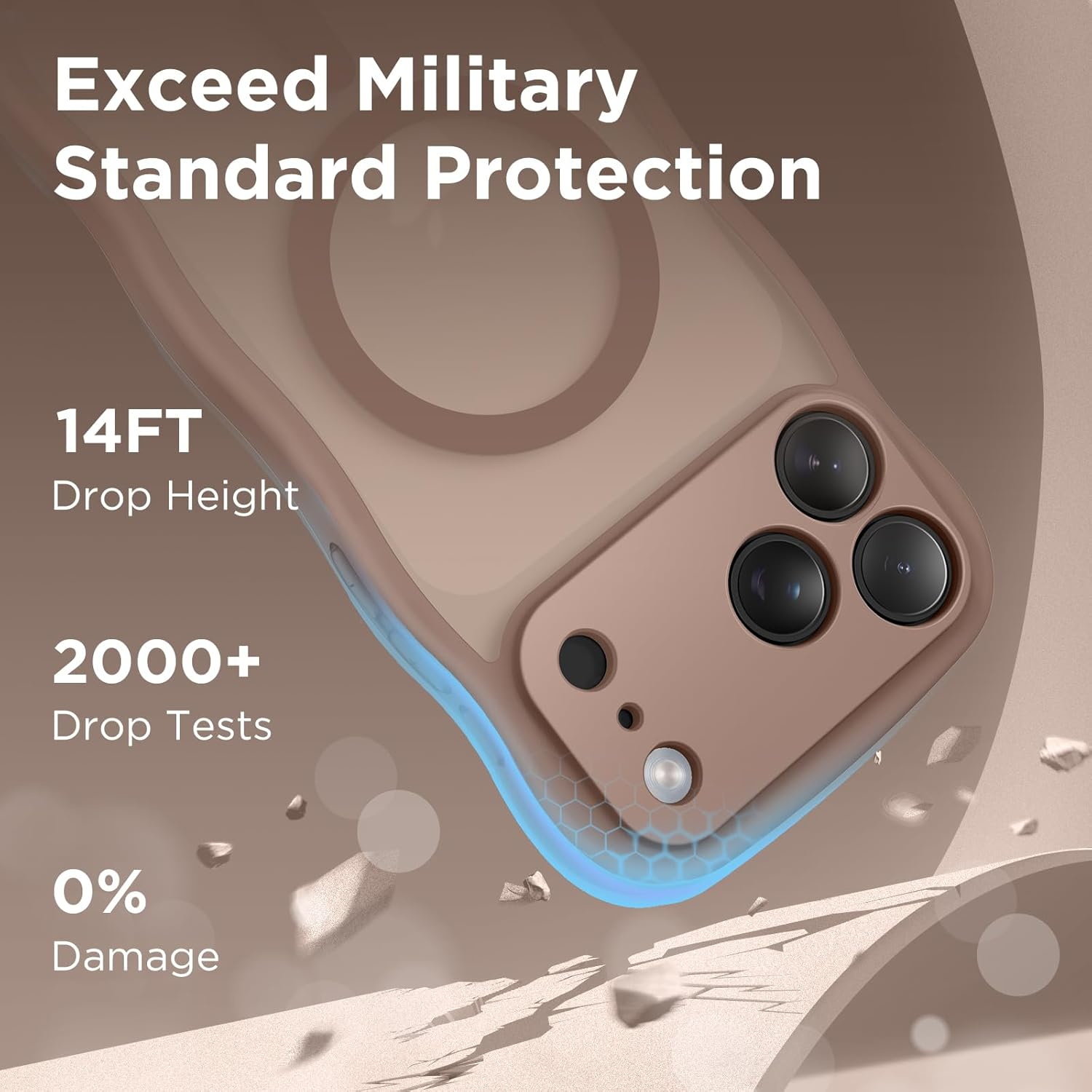 CAPRARO Magnetic for Iphone 17 Pro Max Case for Women Girls, Upgraded [Full Camera Protection] [Compatible with Magsafe] Cute Wave Translucent Matte Phone Case for Iphone 17 Pro Max, Brown image number 1