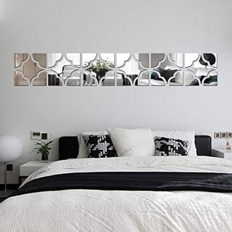 3D Mirror Wall Stickers, 4 Pcs Acrylic Square Geometric Pattern DIY Art Decals, Self Adhesive Mirror Plastic Wall Sheet Tiles Home Decoration for Living Room Bedroom Stair Wall Decor (Square- 8Pcs) image number 5