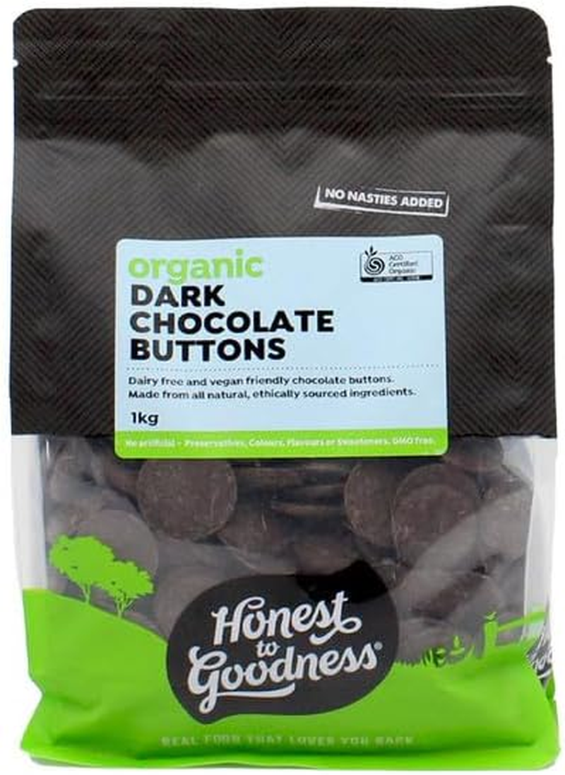 Honest to Goodness, Organic Dark Chocolate Buttons, 1KG - Enjoy the Rich Smooth Flavour and Aroma of 70% Organic Cacao. Ideal for Quick Melting. Dairy-Free, Vegan. image number 3