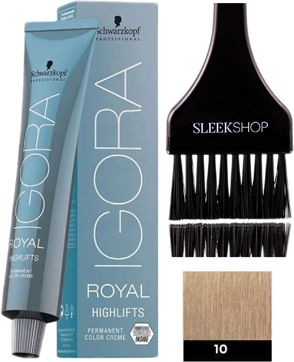 Schwarzkopf IGORA Royal HIGHLIFTS Permanent Hair Color Creme (With Sleek Tint Applicator Brush) Haircolor Cream (10-0 Ultra Blonde)