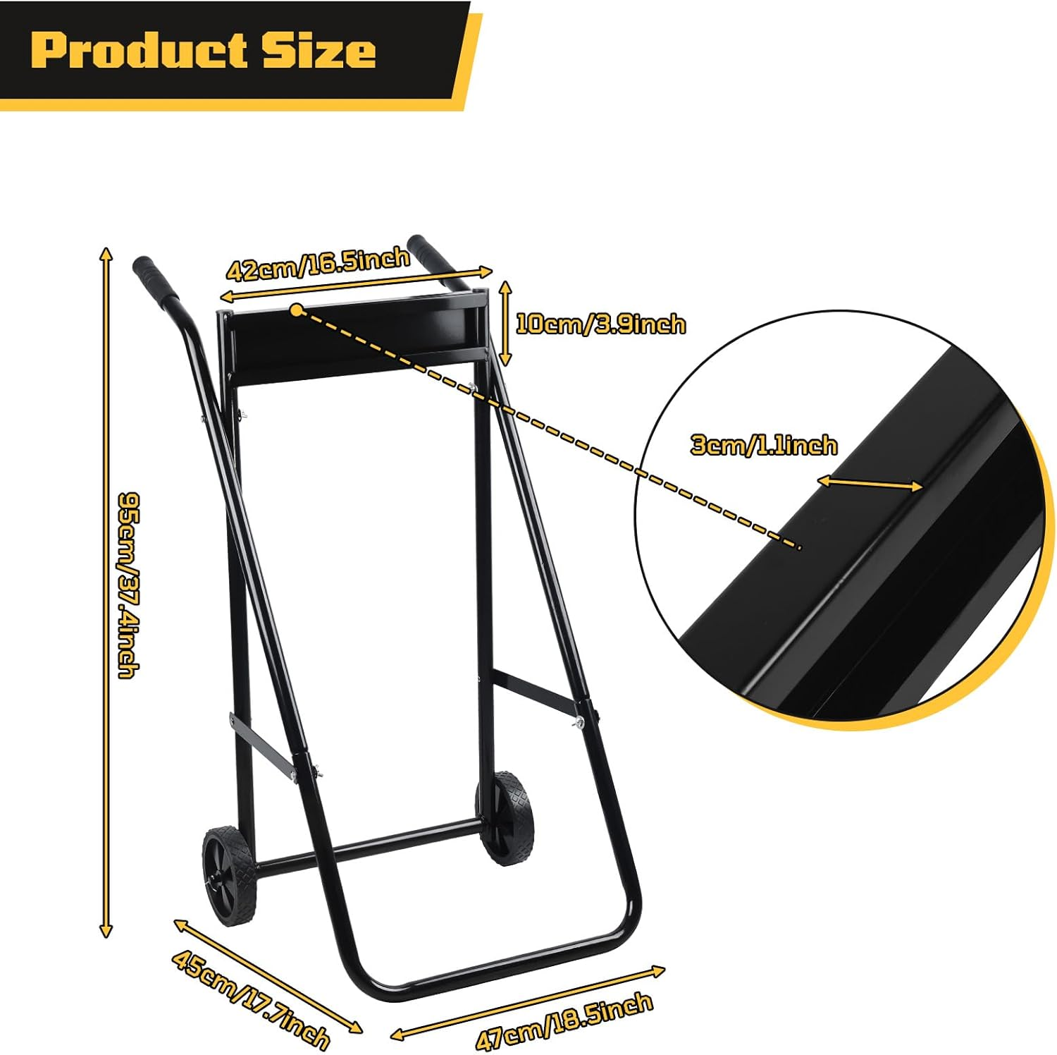 Outboard Boat Motor Stand,Outboard Motor Stand,165Lb Load Outboard Motor Carrier,Boat Motor Stand with Wheels,Portable Boat Motor Engine Trolley for Motor Repair, Maintenance,Storage image number 3