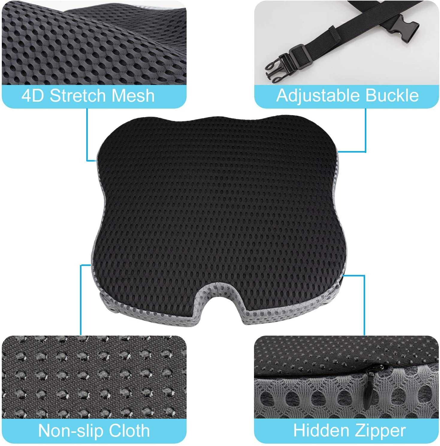 2025 Upgrades Car Coccyx Seat Cushion Pad for Sciatica Tailbone Pain Relief, Heightening Wedge Booster Seat Cushion for Short People Driving, Truck Car Accessories Driver, for Office Chair image number 4