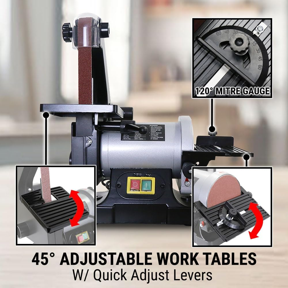 Vertical Belt & Disc Sander Combo Bench Grinder 350W 25Mm Linisher 125Mm Sanding image number 1