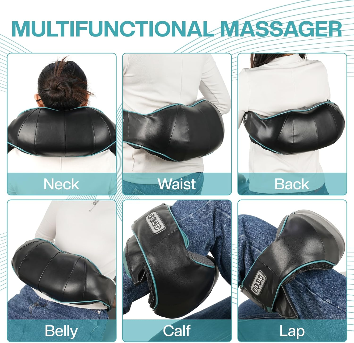 Airelax Shiatsu Neck and Back Massager with Heat - Deep Tissue Shoulder Massager, Electric Kneading Massage Pillow for Neck, Shoulder, Back Pain Relief, Home, Office & Car Use