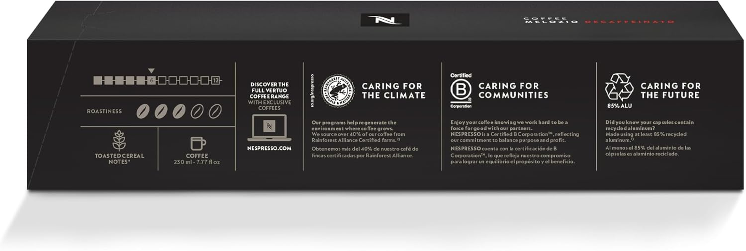 Nespresso Capsules Vertuo, Melozio Decaffeinato, Medium Roast Espresso, 30-Count Coffee Pods, Brews 7.8 Oz.