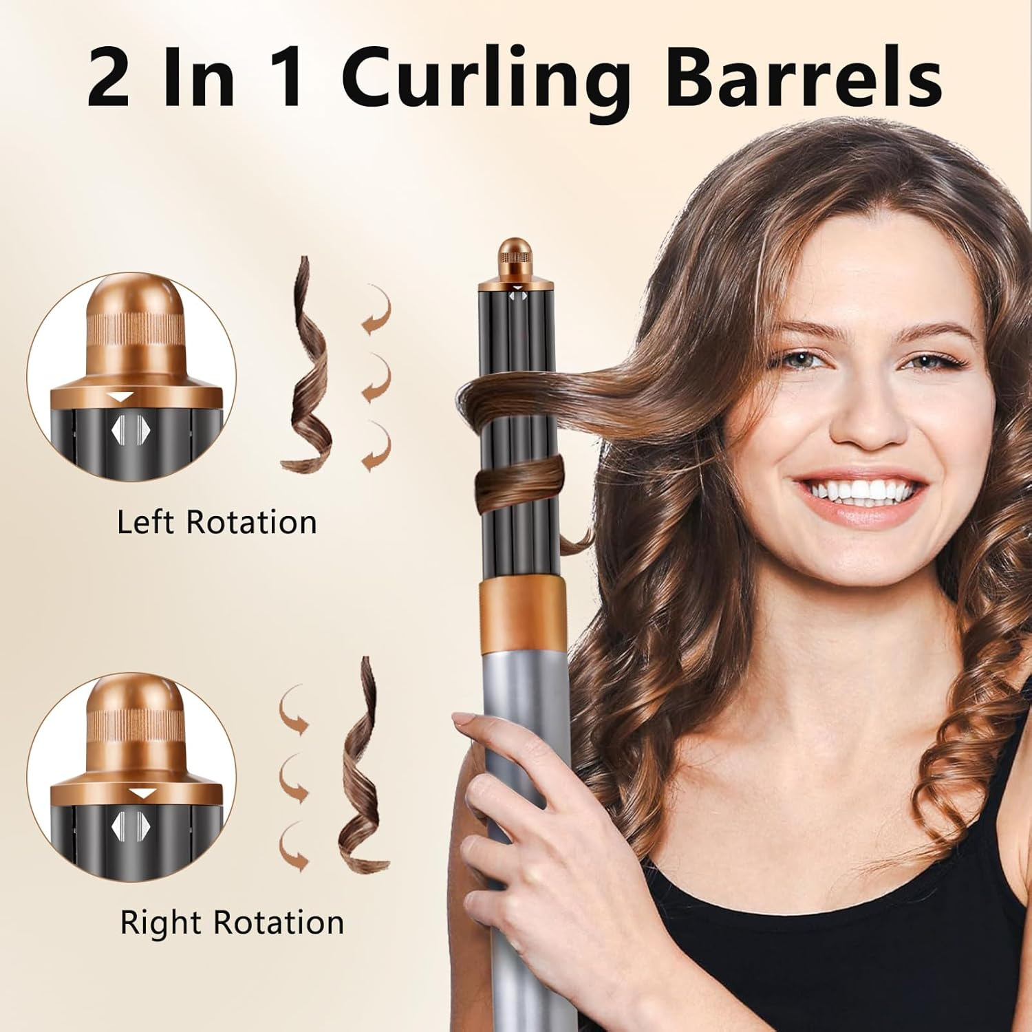 40Mm/1.6Inch Long Curling Barrels Attachments for Dyson Airwrap Styler, Hair Curl Barrels Replacement Parts,Gold image number 5