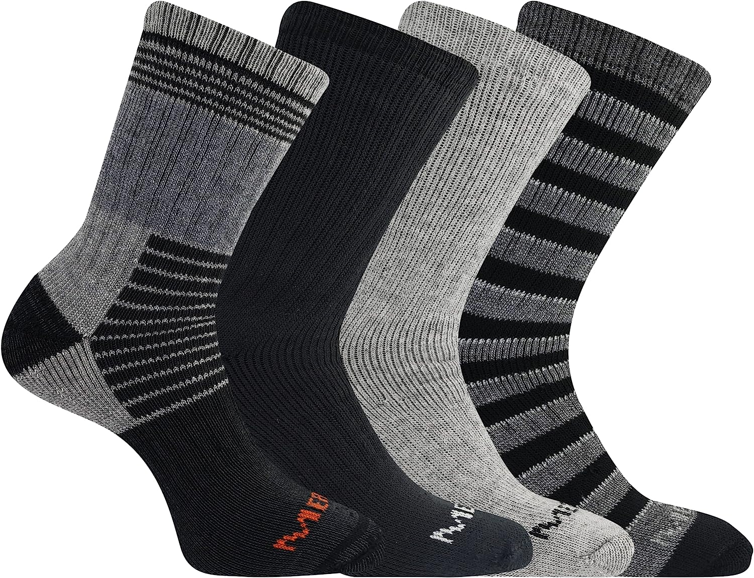 Merrell Men'S and Women'S Thermal Hiking Crew Socks-4 Pair Pack-Unisex Arch Support Band and Wool Blend image number 1