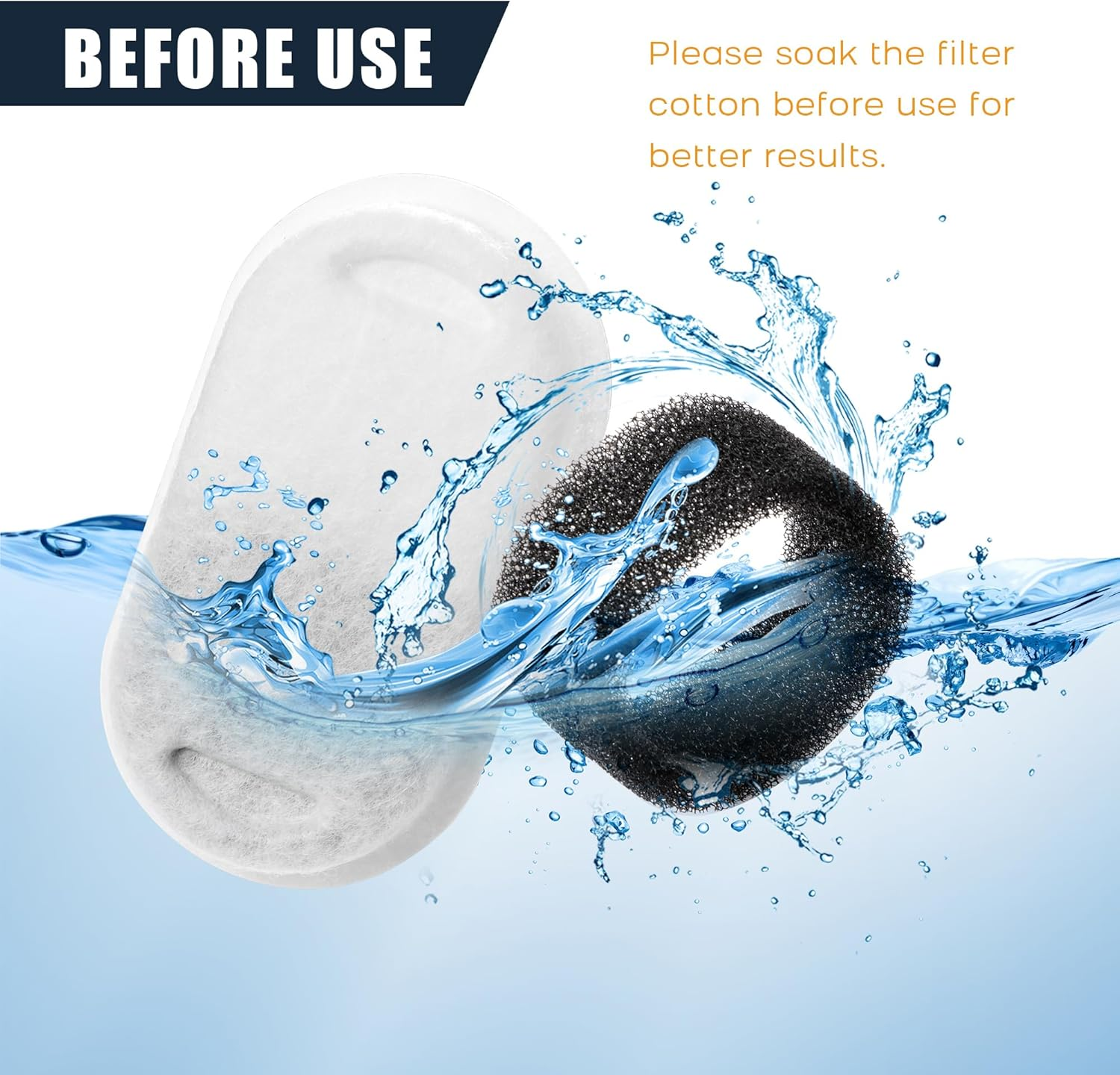 Pack of 20 Filter Cat Fountain, Drinking Fountain Cat Replacement Filter, 10 Pieces Carbon Filters and 10 Pieces Foam Filters for Cats and Dogs Water Fountain image number 2