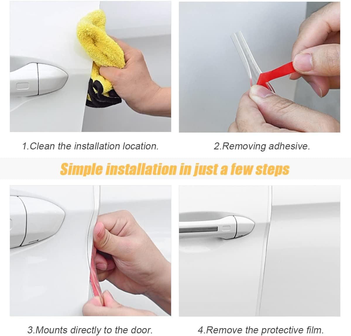 Car Door Edge Guards, 16Ft PVC U Shape Sealed Door Edge Protection, Anti-Collision Protector Strips Guards, Clear Anti-Scratch Trim Molding, Auto Accessories Universal for Most Cars (Transparent) image number 4