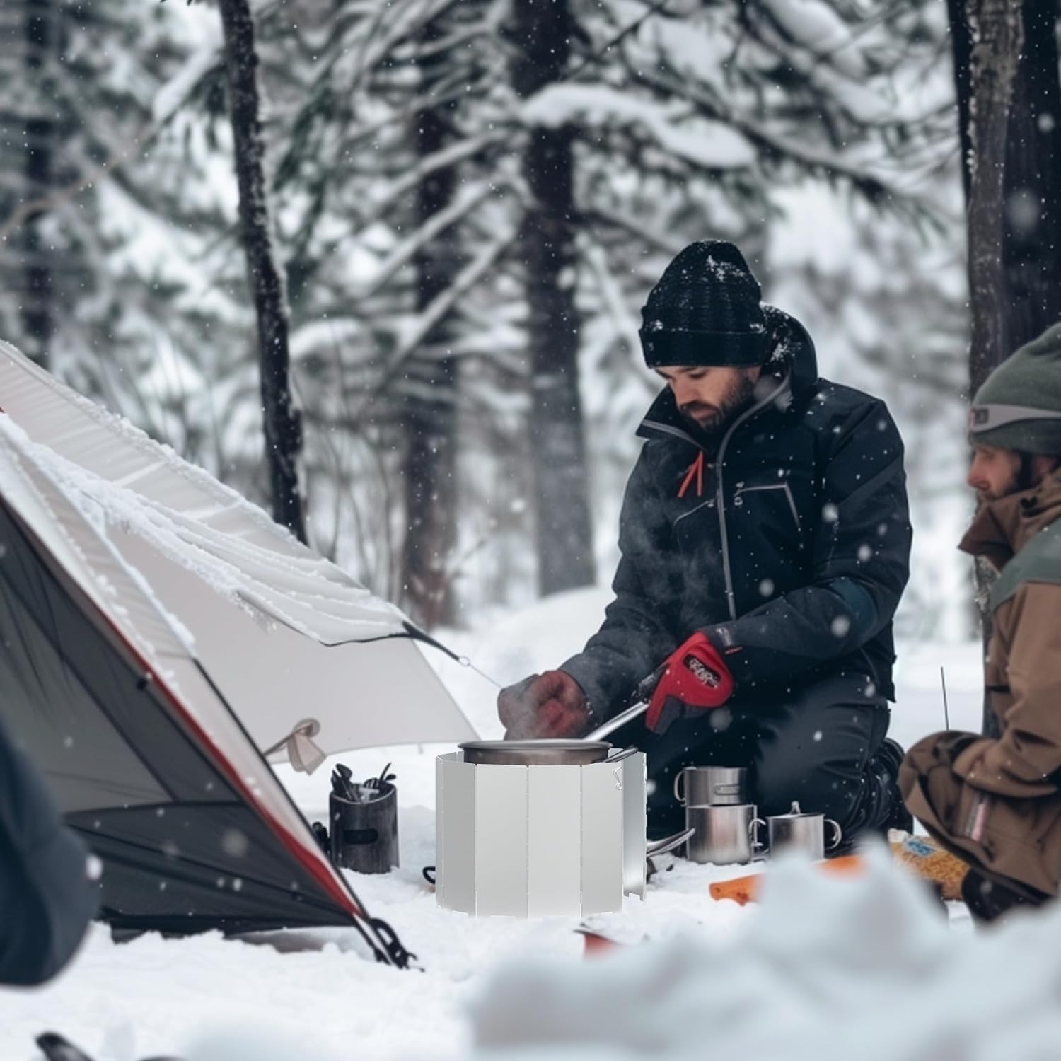 1 Pack Camping Stove Windscreen with Carrying Bag, Lightweight Aluminum Alloy Folding Windshield, Portable Outdoor Stove Windshield Board for Camping Stove Butane Stoves Alcohol Stove (12 Plates)