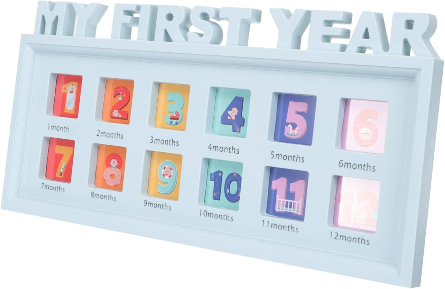 Month Photo Frame Modern Minimalist Boy Girl Picture Holder for Growth Memories Displays Photos for Nursery Decoration