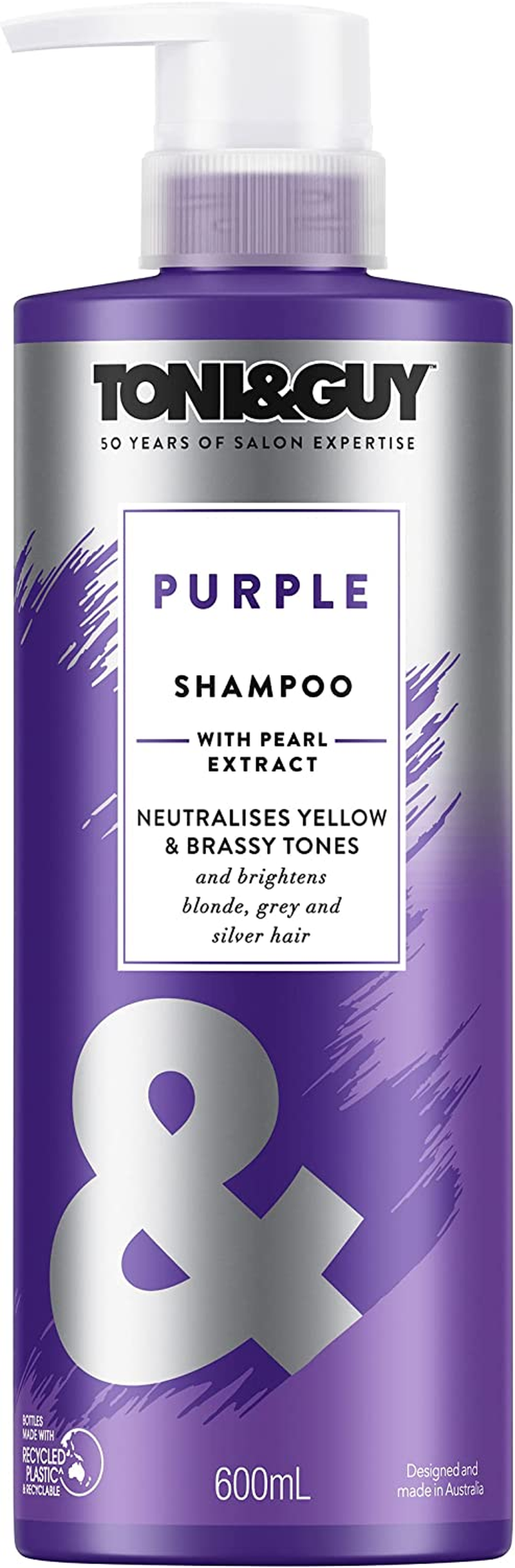 Toni & Guy Shampoo Purple for Bleached Blonde Hair with Pearl Extract, 600Ml