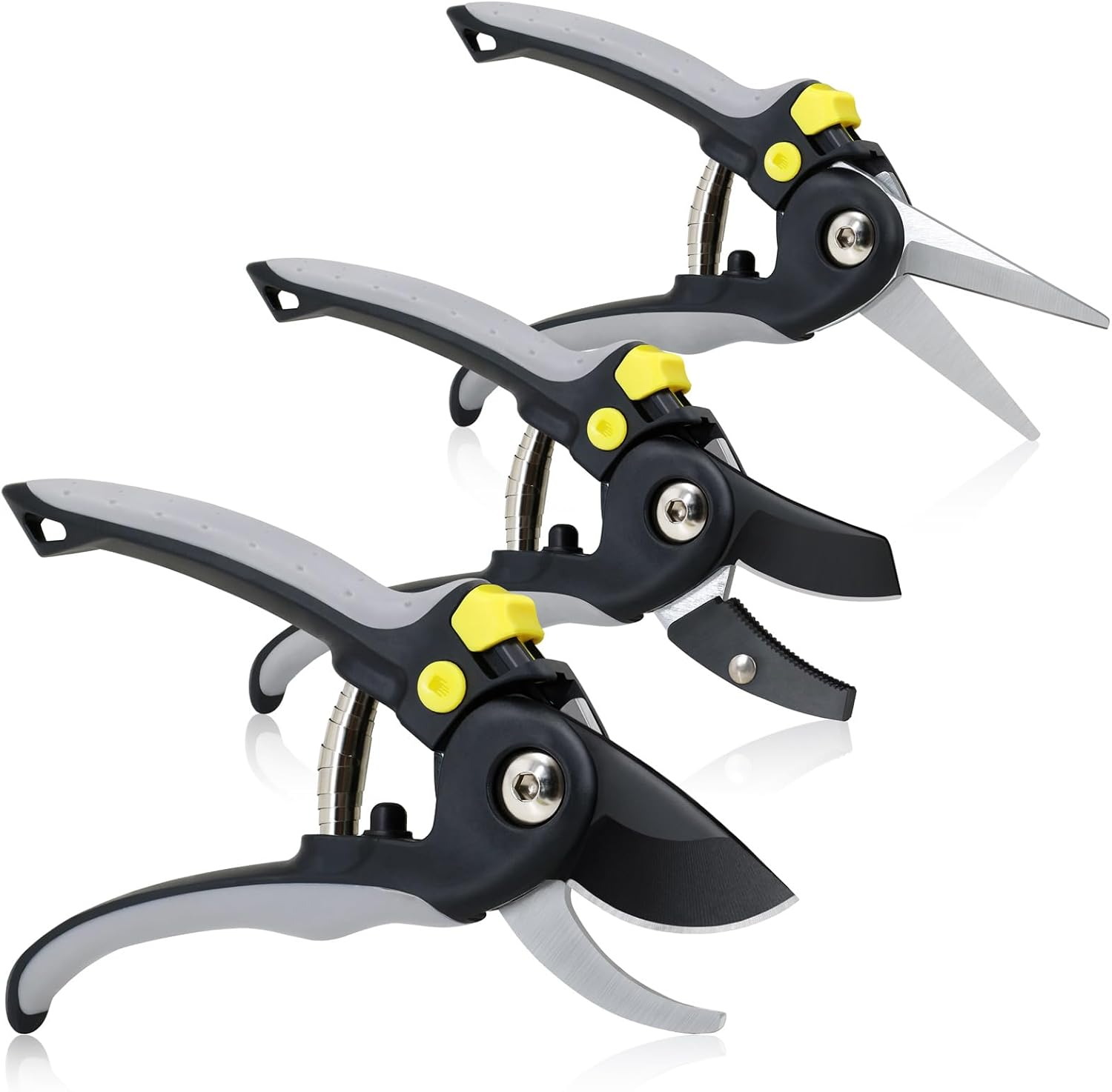 Jardineer 3PCS Garden Shears Set with SK5 Blades, Bypass Pruning Shears & Anvil Pruners for Gardening, Garden Clippers for Small and Large Hands image number 4