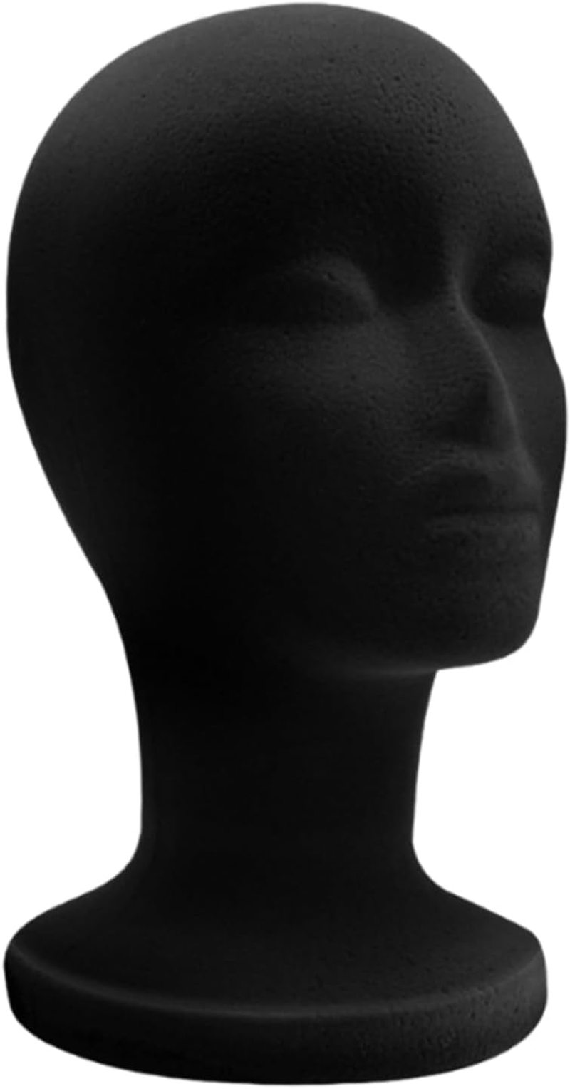 Foam Head,Foam Black Velvet Male Wigs Display Model | Styling Showcase Cosmetology Display Model for Jewelry Glasses Scarves Hair Accessories Eyewear Hairpieces Headphone image number 2