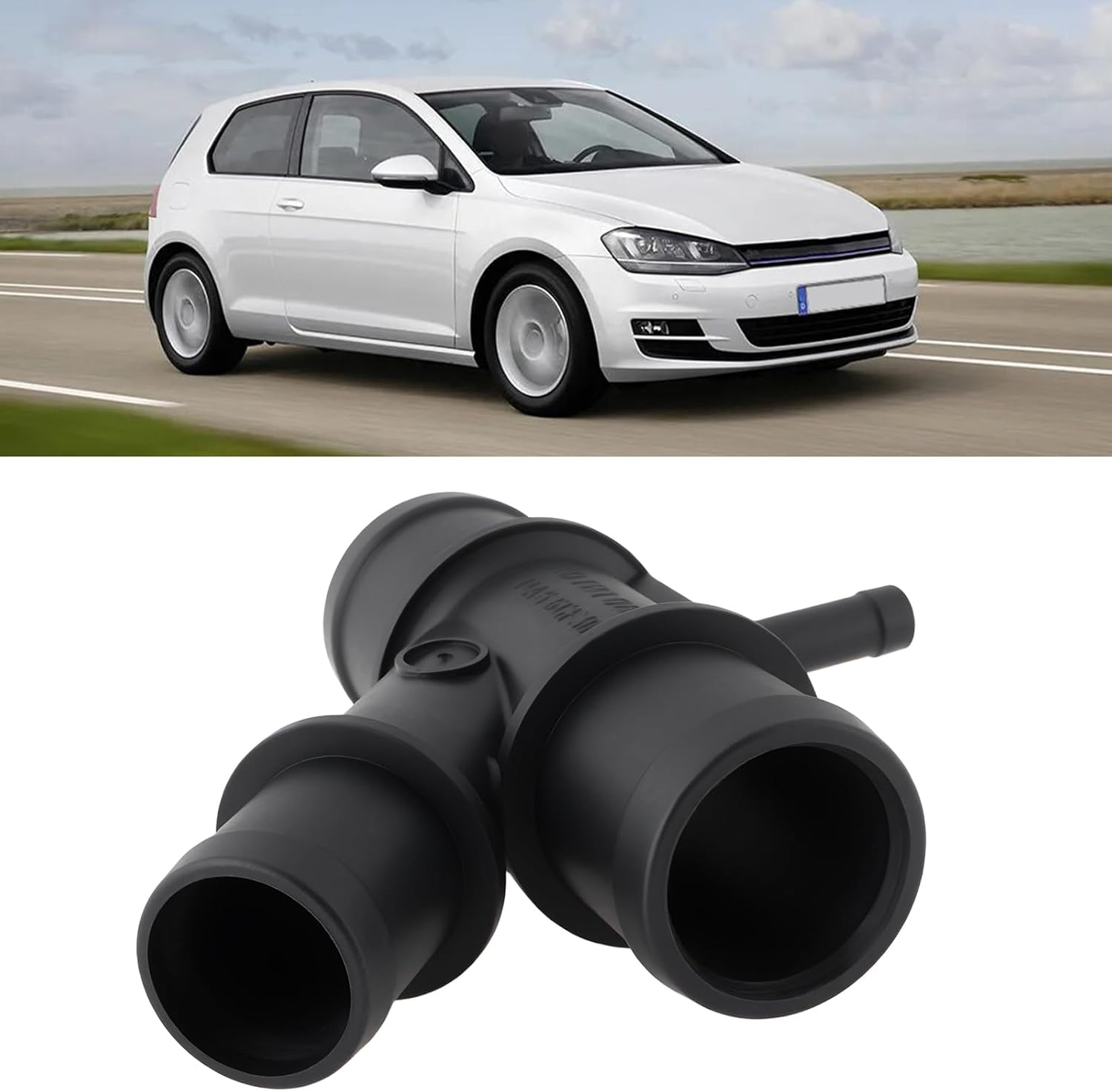 2Pcs Cooling System 4 Way Distributor Pipe 1K0121087H Compatible with VW Compatible with Audi image number 3