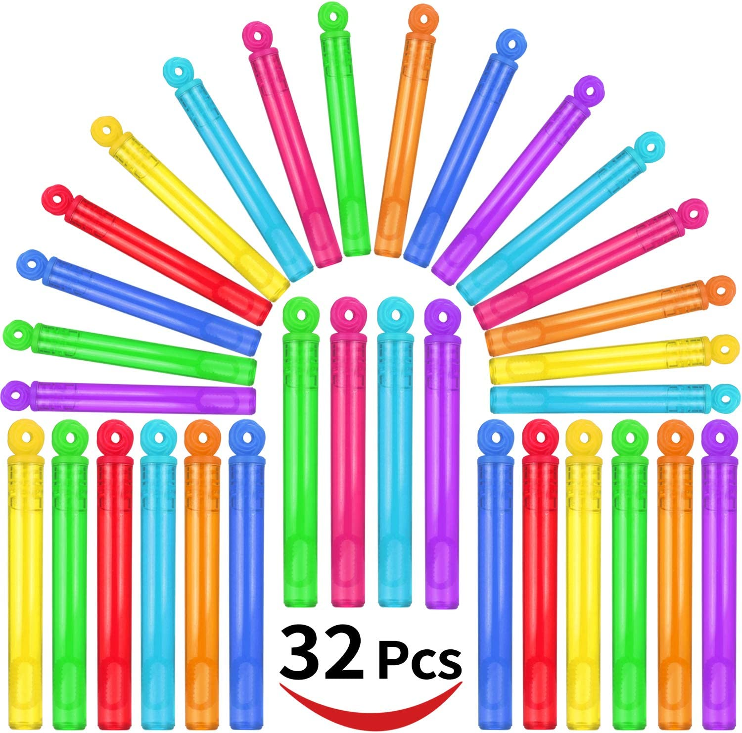 32-Piece 8 Colors Mini Bubble Wands Assortment Party Favors Toys for Kids Child Christmas Celebrationthanksgiving New Year Themed Birthdaywedding Bath Timesummer Outdoor Gifts for Girls Boys image number 4