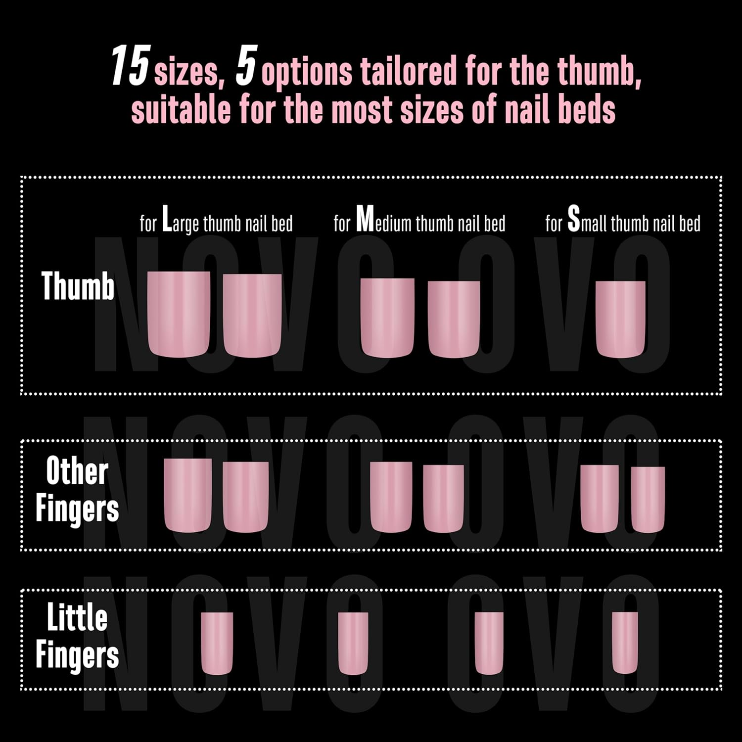 NOVO OVO Short Sharp Square Nail Tips Press on Pure Colour Berry Pink, Requires Nail Glue, Matte Soft Gel Artificial Nail Extension, Full Cover Nails for DIY, 15 Sizes, 240 Pieces image number 2