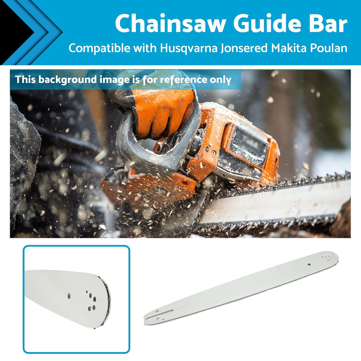 Chainsaw Bar 20" .063 3/8" 72DL Suitable for Husqvarna Jonsered Makita Poulan image number 1