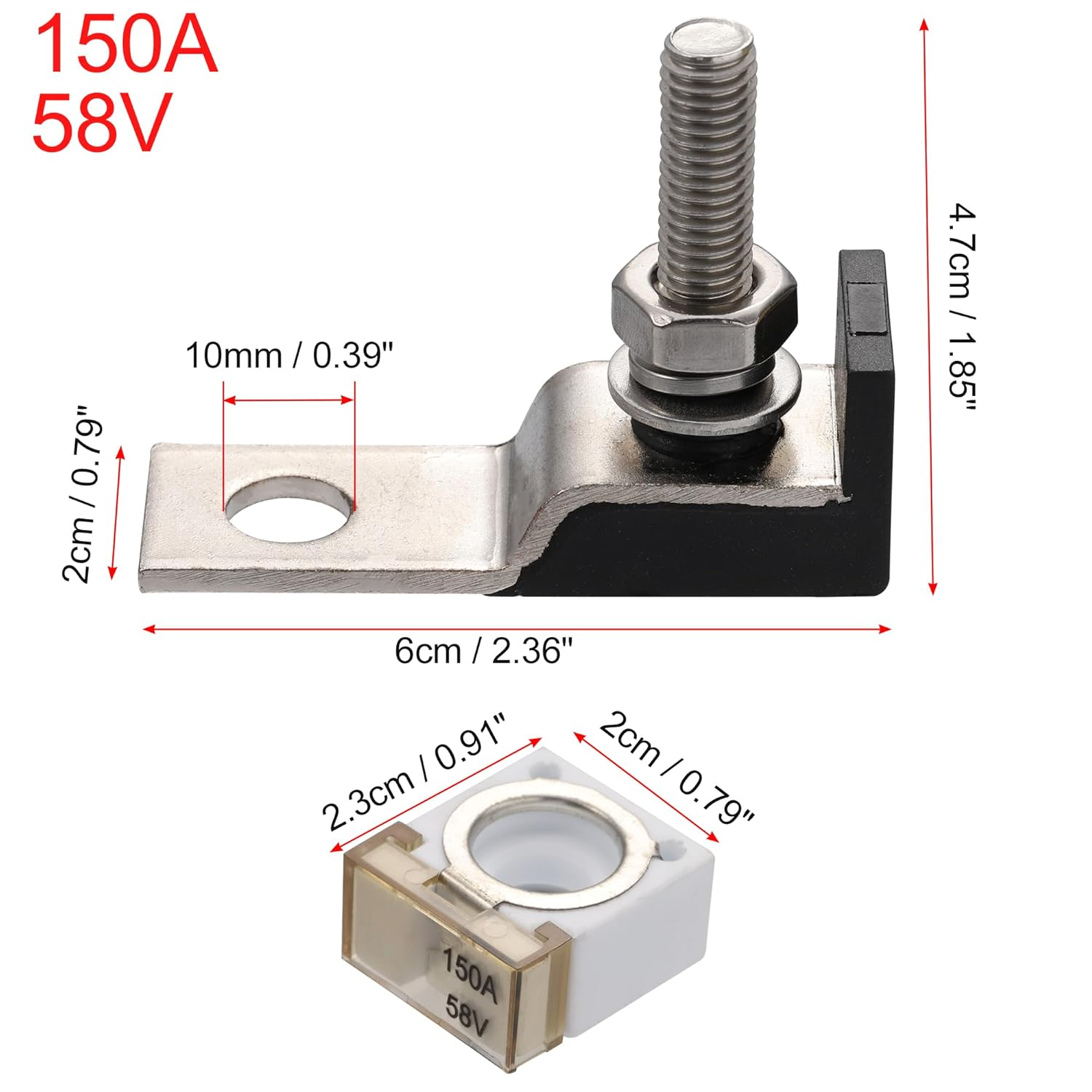 X AUTOHAUX 1 Set 150A Battery Fuse Terminal Fuse Block Kit Fuse Max Voltage 58V for Car Marine Boat RV image number 3