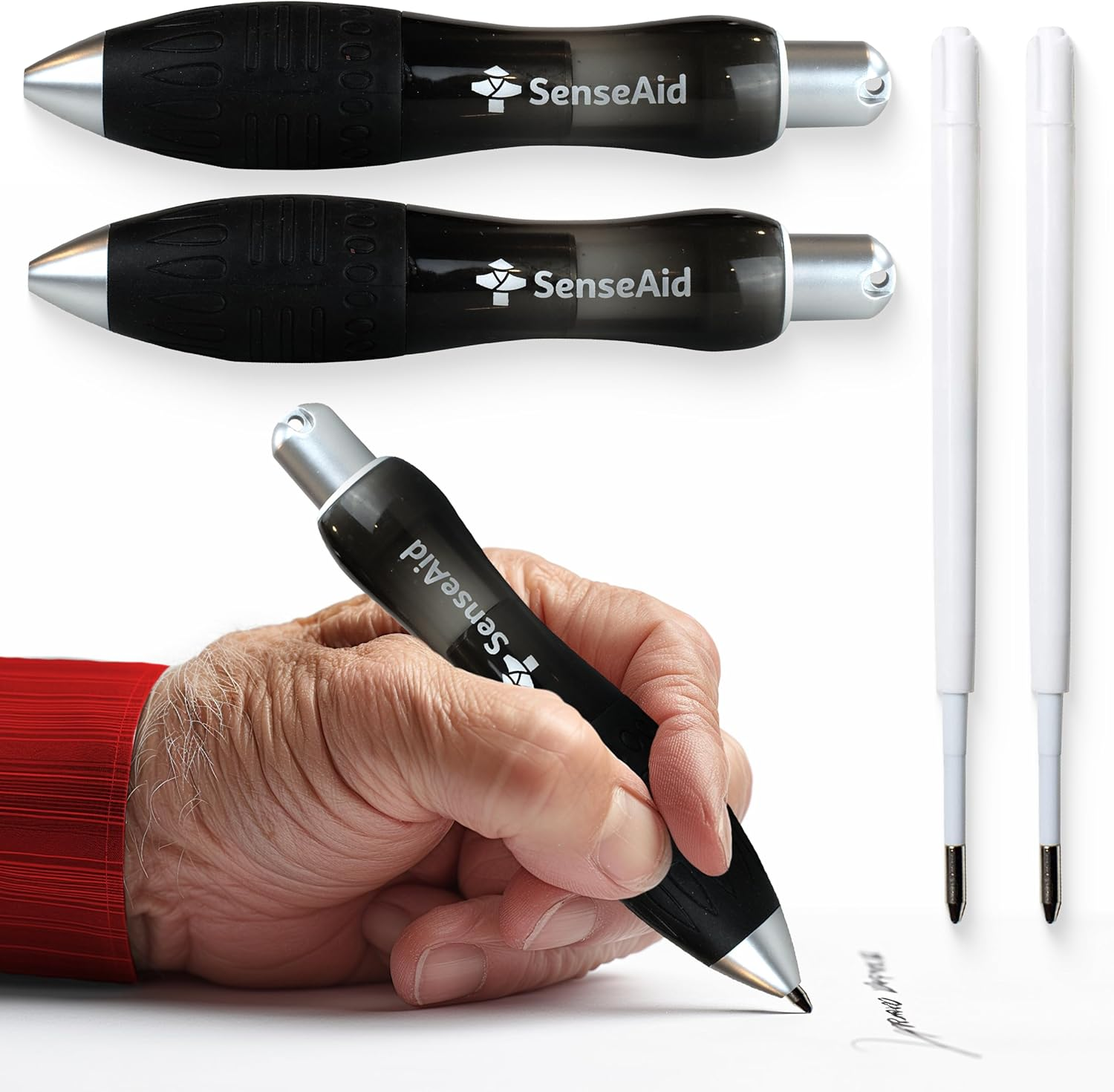 Fat Heavy Weighted Pens | Set of Two Super Big Pens Including TWO BONUS INK REFILLS | Large Wide Grip Pens Aids Writing for Those with Arthritis, Parkinson'S, Carpal Tunnel & Essential Hand Tremors image number 3