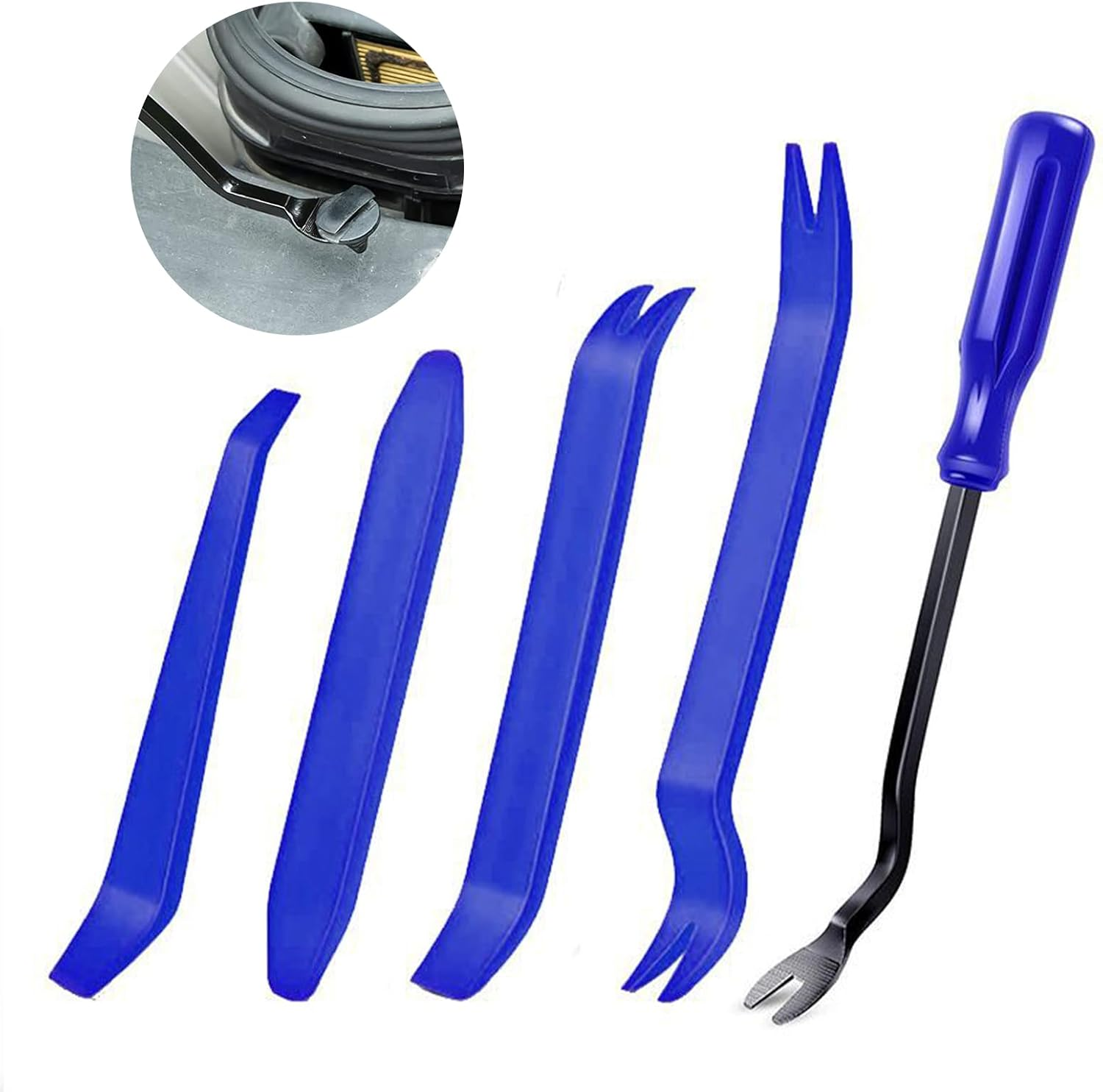 Trim Removal Tool, 5 Pcs No Scratch Fastener Remover Pry Tool Kit, Car Panel Door Window Tools Kit for Vehicle Dash Radio Audio Installer(Color:Blue)