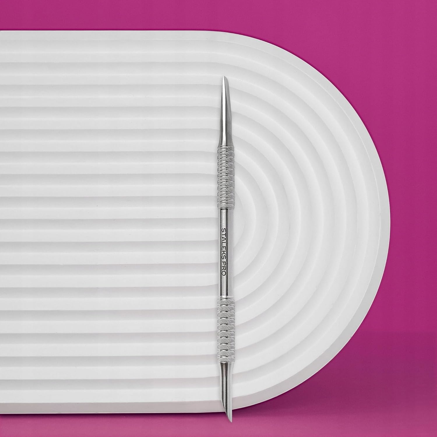 STALEKS PRO Cuticle Pusher Inclined and Straight - Manicure and Pedicure - Stainless Steel Expert 90/5