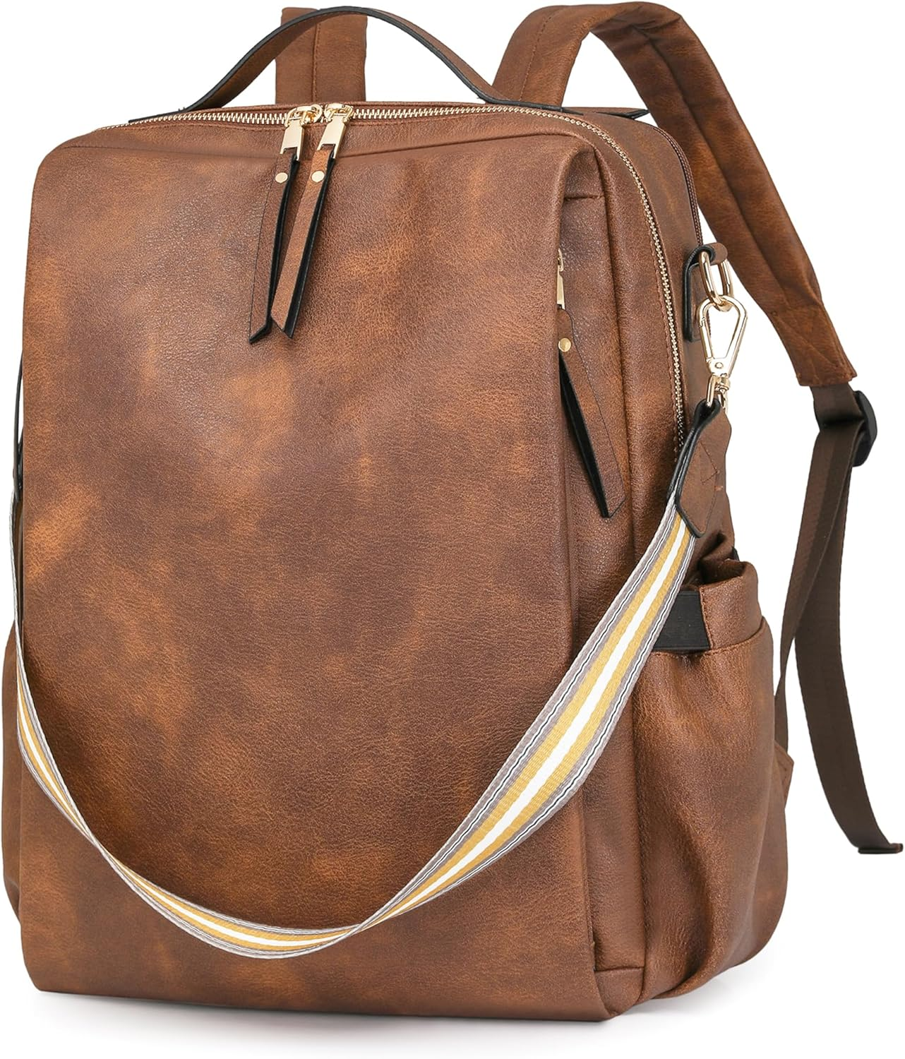 Dora & Liz Laptop Backpack for Women, Leather Travel Backpack with 15.6 Inch Laptop Compartment, College Work Computer Bag