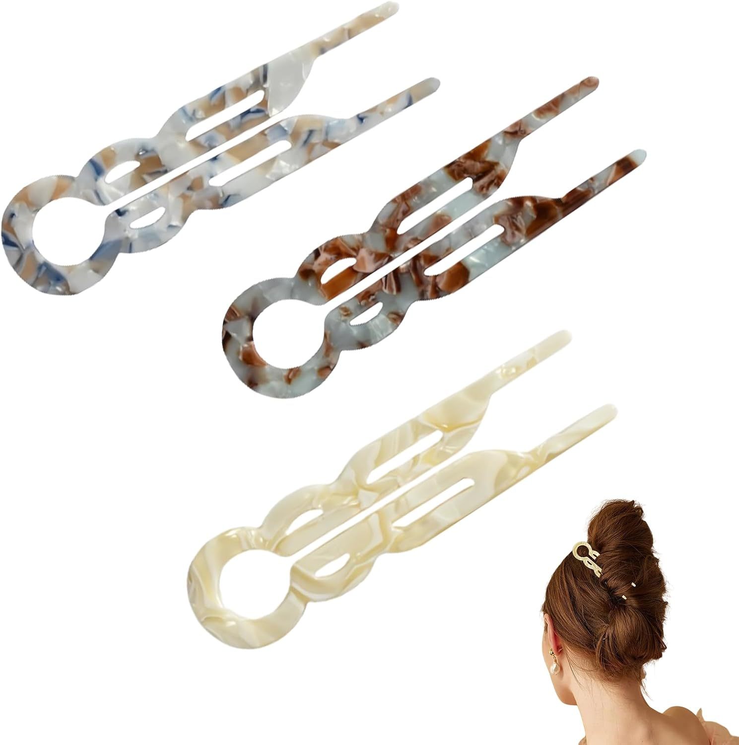 Zvorgath Lialys Hairpin - Prestige Hair Pin, U Shaped Lialysoff Hair Pins, French Hair Pin for Thick Hair, Hair Accessories (3 Pcs) image number 3