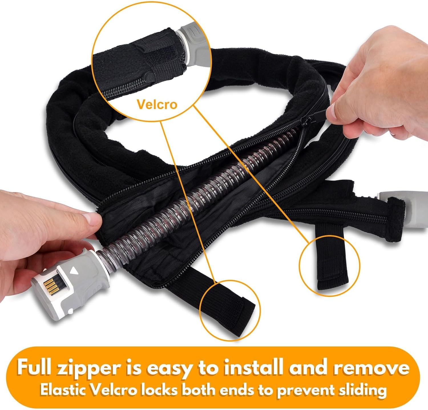 6.3Ft CPAP Hose Cover for Resmed Climatelineair Airsense 10 & 11, Cat Proof CPAP Tube Cover, Double-Sided Hose Wrap Full Zipper for Heated Tubing image number 1