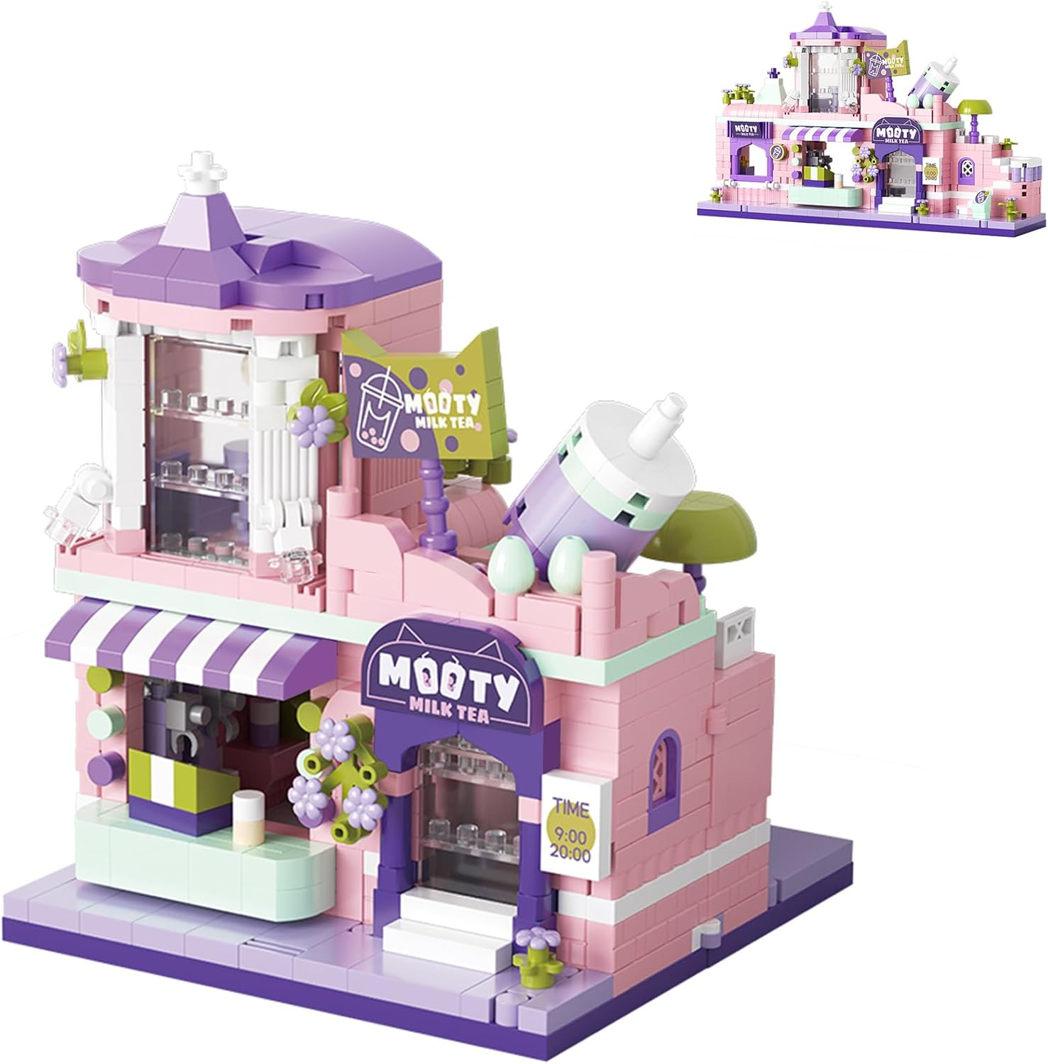 Geniteen Building Blocks Set, Flower Series Concept Store Building Set Model Kit and Gift for Kids and Adults，Gift for Birthday, Christmas and New Years (Milk Tea Shop) image number 2