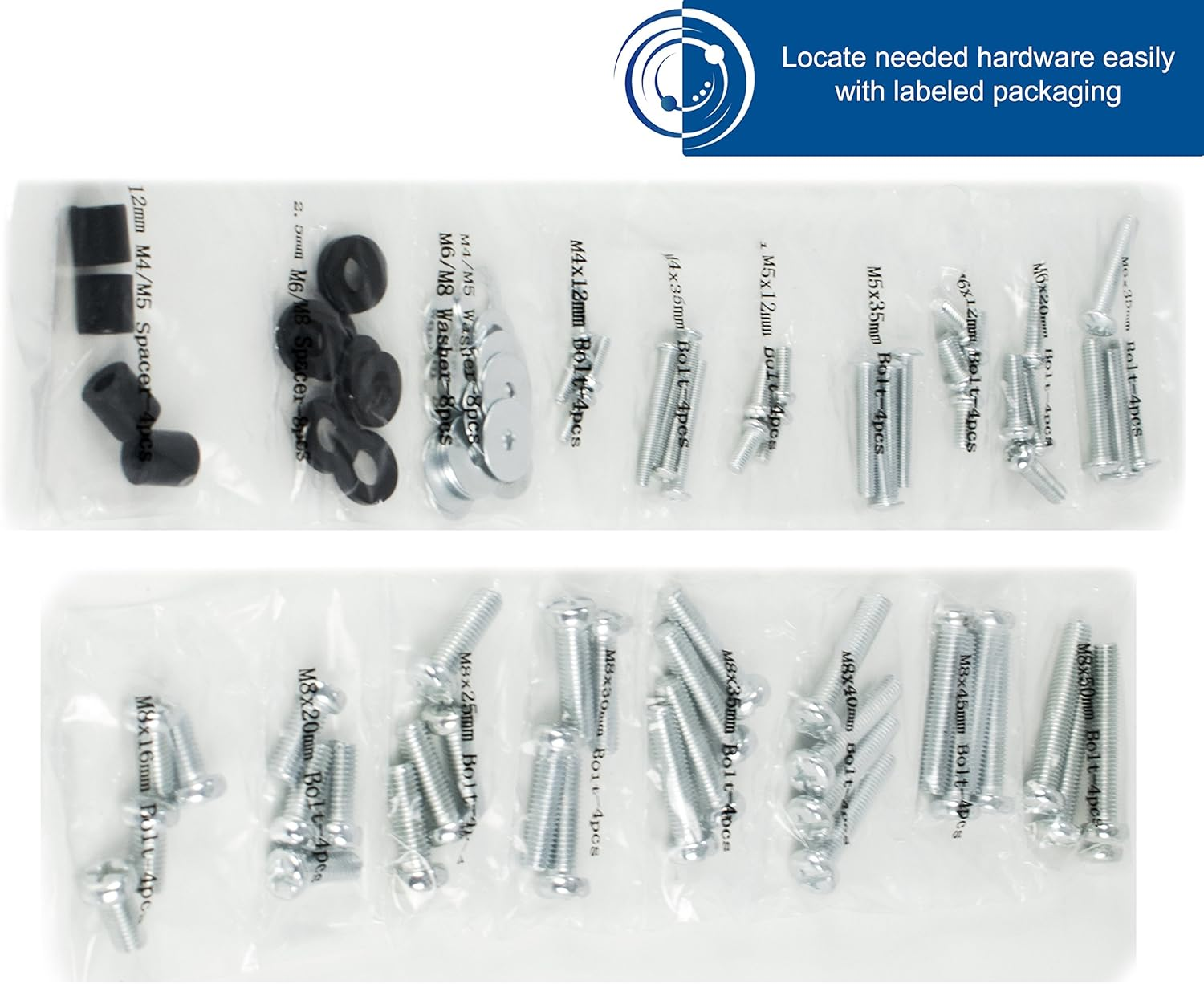 VIVO M4 M5 M6 M8 Universal TV and Monitor Mounting Vesa Hardware Kit Set, Includes Screws, Washers, Spacers, Assortment Pack, Fits Most Screens up to 80 Inches (Mount-Tvware) image number 2
