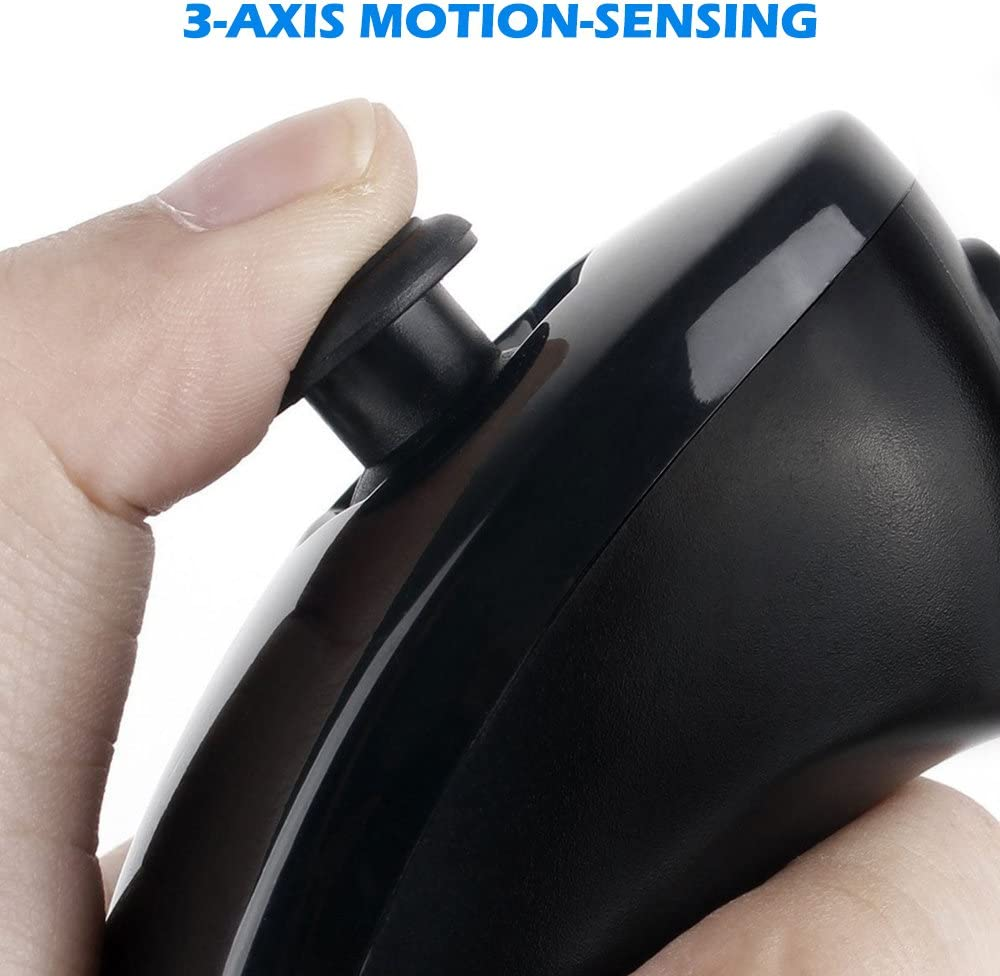 AFUNTA Nunchuck Controllers Compatible Nintendo Wii U, 2 Packs Replacement Compatible WII U Video Game - Black, White image number 5