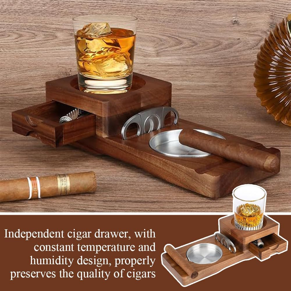 Wooden Cigar Ashtray,Ash Tray, Snow Eggplant Ashtray,Creative Ashtray,For outside Patio Holder Cigar Tray,Creative Ashtray with Drawer,Cup Holder image number 6