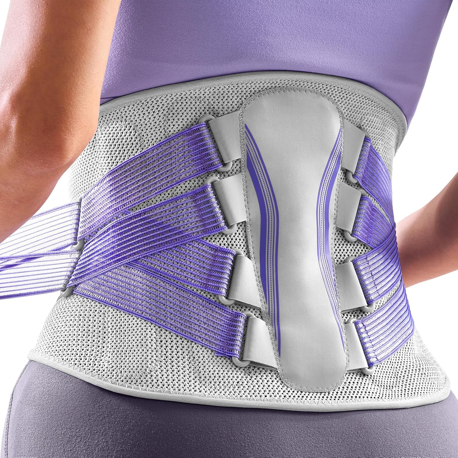 Koeay Back Brace for Lower Back Pain Women with Bionic Support System, Adjustable Knitted Lumbar Support Belt, Breathable Mesh Design with Lumbar Pad,For Herniated Disc,Sciatica,Scoliosis (Large)