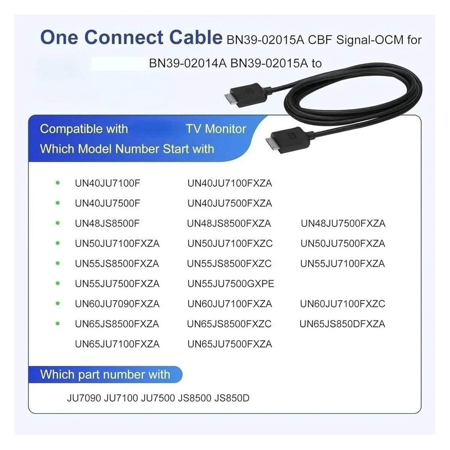 2M One Connect Mini Cable Accessories BN39-02015A Replacement Bn39-02014A，Compatible for Samsung TV UN40JU7500F UN50JU7500F UN55JS8500F image number 2