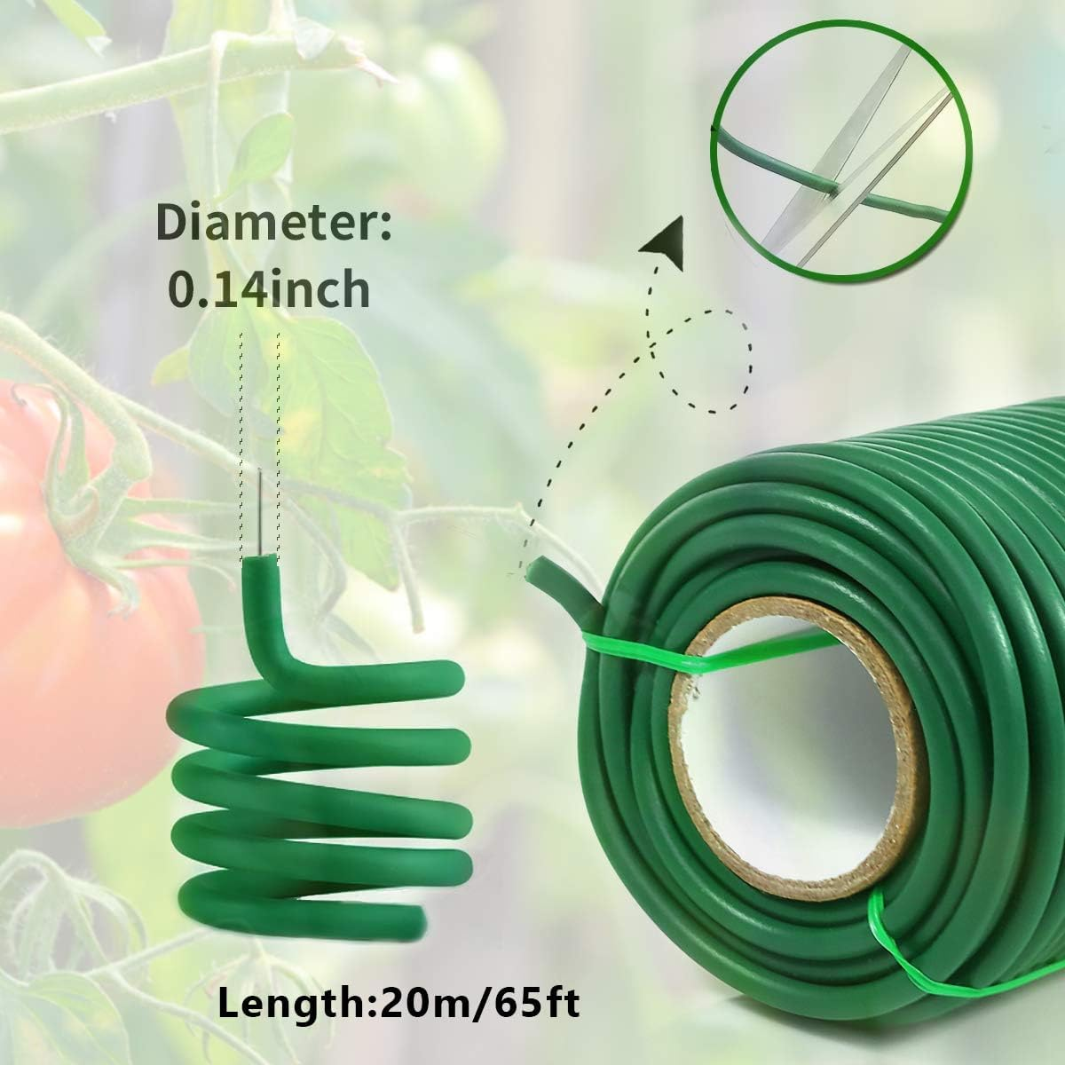 Garden Wire for Plants, Flexible Durable Heavy Duty Twist Wire, 65Ft 3.5Mm Soft Plant Ties for Climbing Plants,Tomatoes,Climbing Roses,Indoor & Outdoor Plants Gardening Supplies Twist Ties image number 4