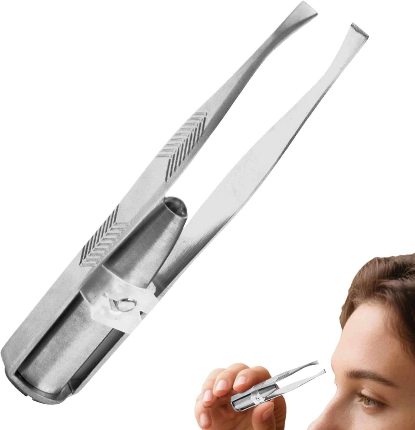 Tweezer with Led Light | Slanted Lighted Tweezers for Women Facial Hair | Eye Brow Removal Cosmetic Makeup Tools for Unwanted Brow Facial Ingrown Hair image number 1