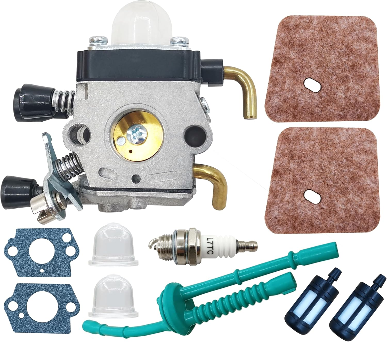 AIBICI C1Q-S97 FS38 FS55R Carburetor for Stihl FS55 FS45 FS46 KM55 HL45 FS45L FS45C FS46C FS55C FS55RC String Trimmer Weed Eater with Ari Filter Fuel Line Rebuild Kit
