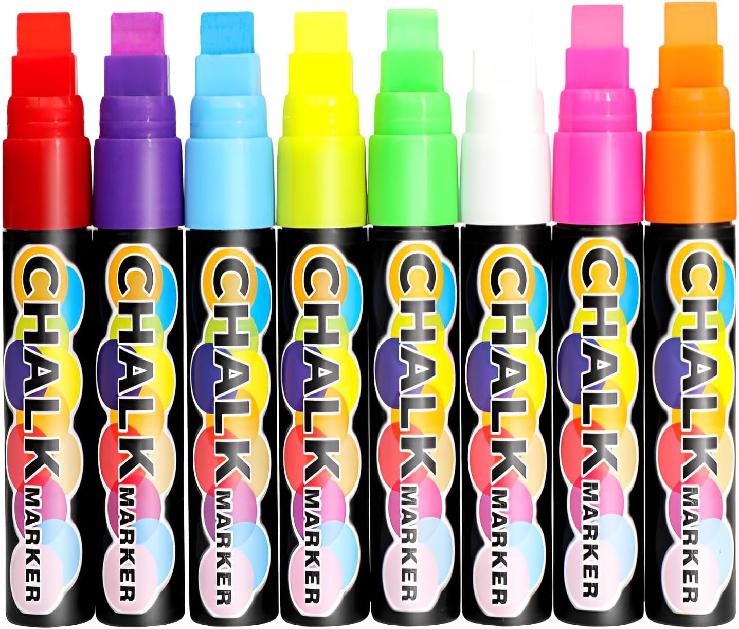 Color Liquid Chalk Markers 8Pcs, 15Mm,Water-Based Ink, Easy to Wipe, No Dust, Suitable for Glass, Ceramics, Mirrors and Other Smooth Surfaces, Great Choice for Whiteboards, Windows and DIY Crafts image number 4