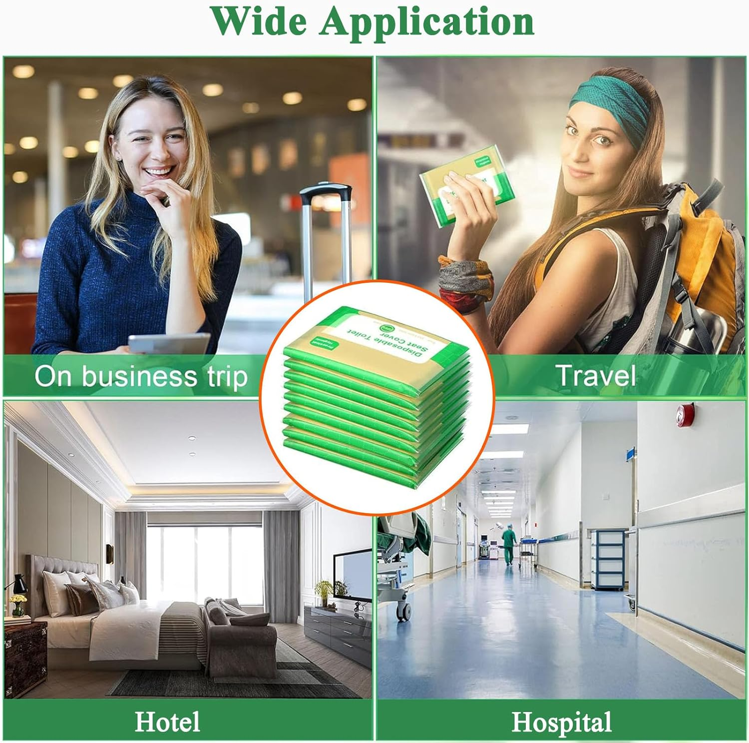 100Pcs Toilet Seat Covers Disposable - Upgraded Flushable Portable Travel Toilet Seat Paper Cover for Adults,Kids Potty Training,Travel,10 Individually Packing image number 2