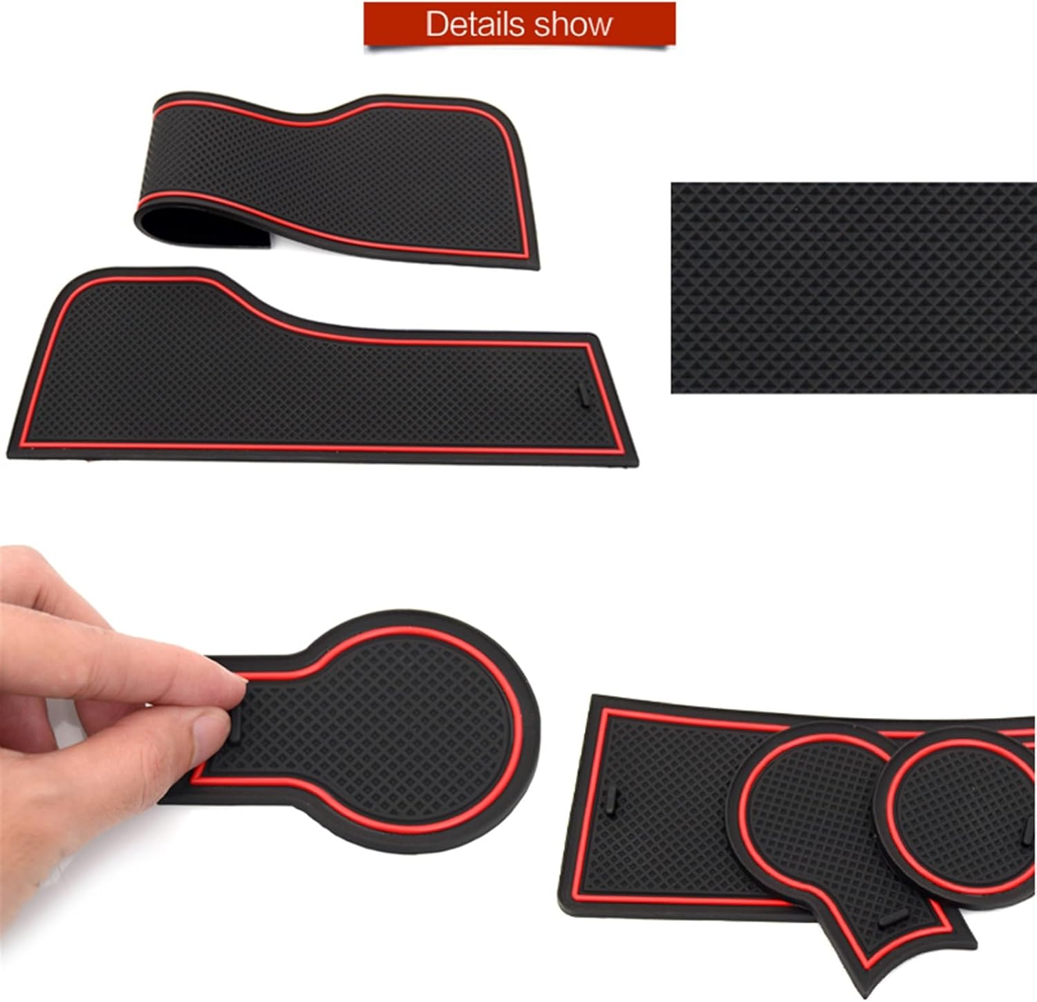 Wivplex Door Groove Dust-Proof Pad, For, for Toyota, for Yaris Cross XP210 2020 2021 2022 Rubber Mat Cup Storage Gate Slot Inner Sticker Auto Part Car Interior Anti-Slip Pad(Red)