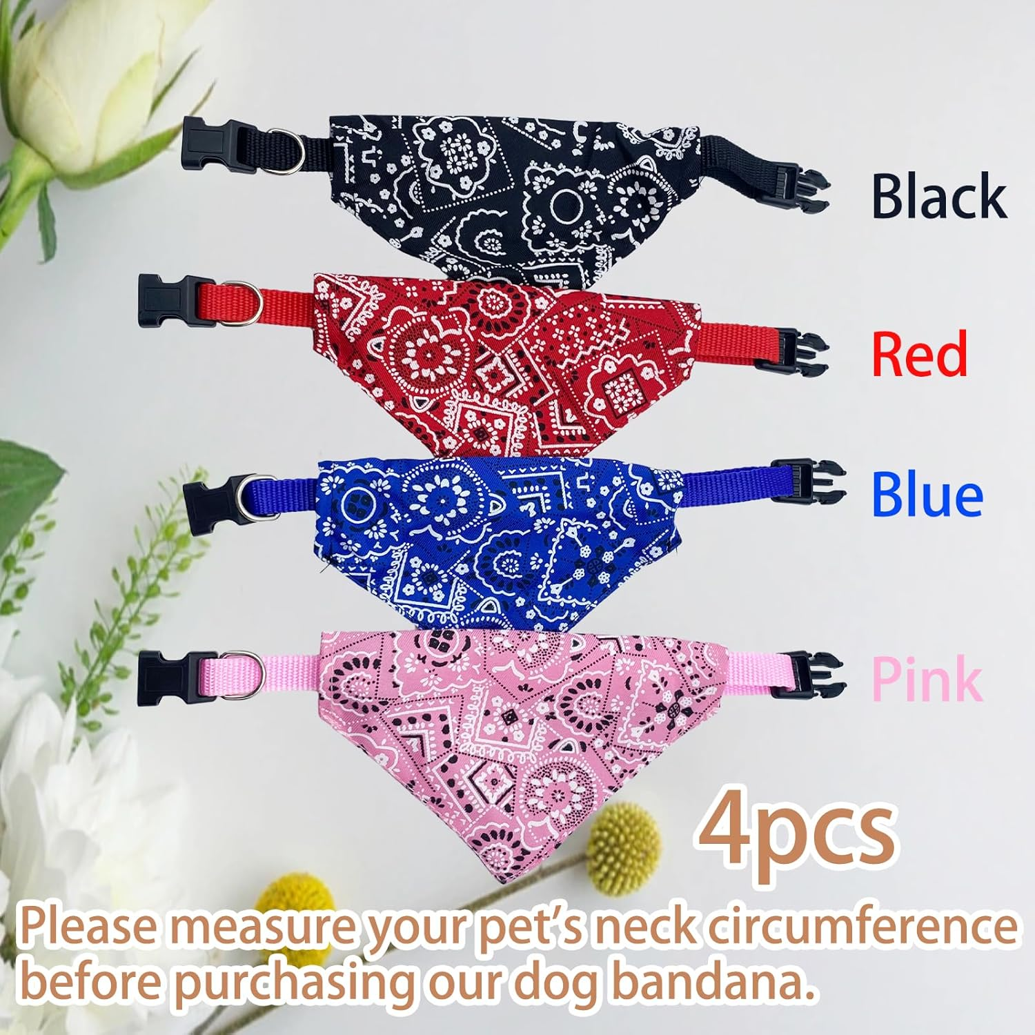 4 PCS M Dog Bandana Collar,Dog Neckerchief for Small Medium Large Dogs,Dog Scarf Washable and Adjustable 29-45CM Kerchief for Pets Dogs Puppy Accessories Triangle Towels Outdoor Daily Use image number 3